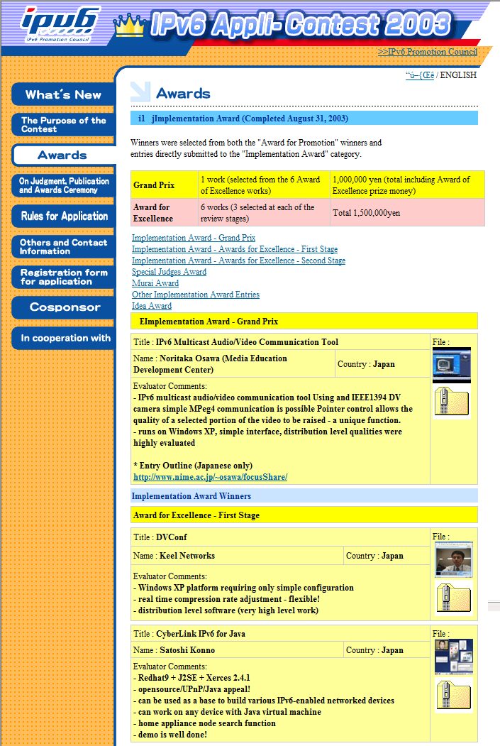 IPv6 Appli Contest 2003