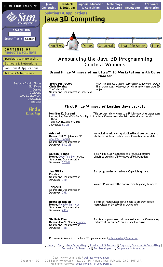 Java3D Programming Contest (1998)